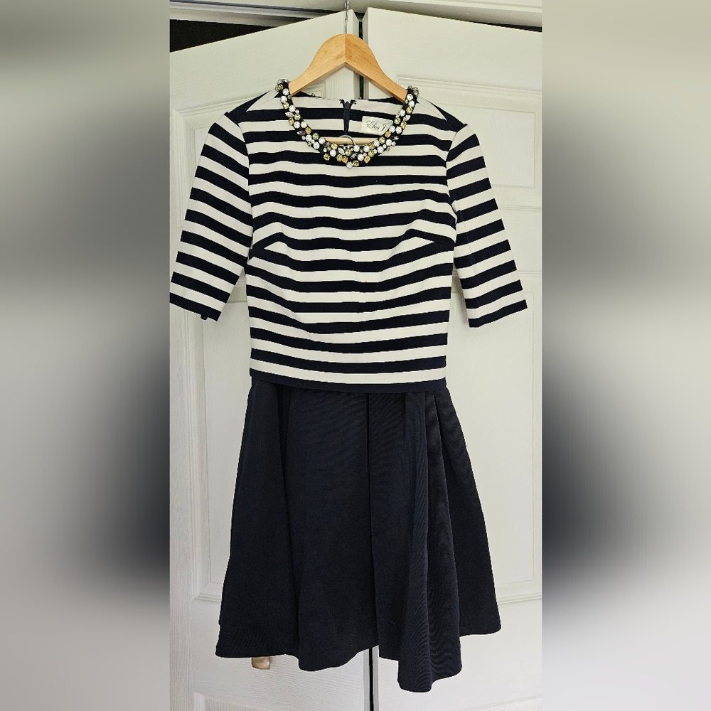 Eliza J Navy pleated skirt and top  size 2